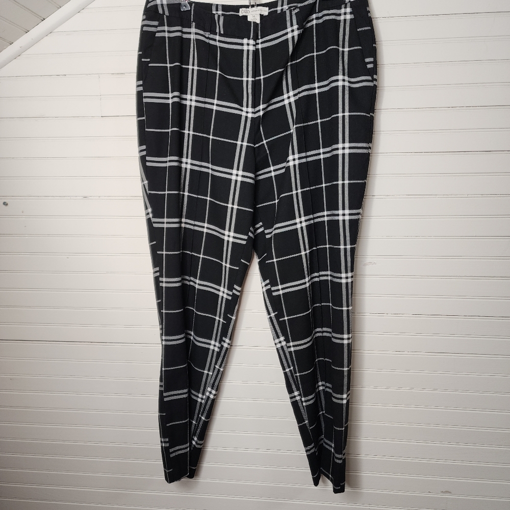 Cato‎ Black White Plaid Ankle Pants Size 14
